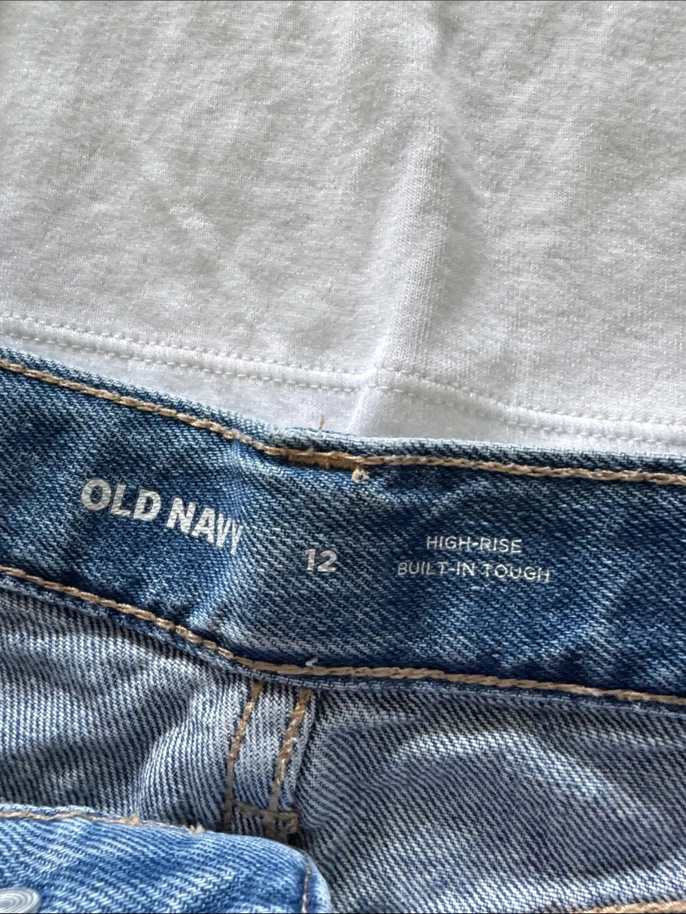 Old Navy Girls' White Short Sleeve Tee & American flag Jean shorts